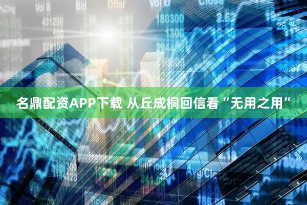 名鼎配资APP下载 从丘成桐回信看“无用之用”
